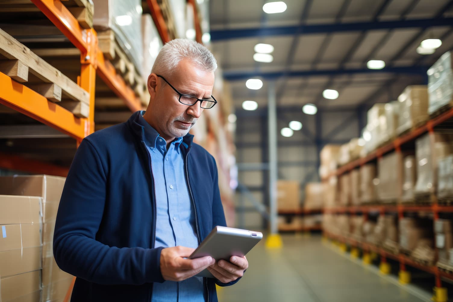 man at freight warehouse
