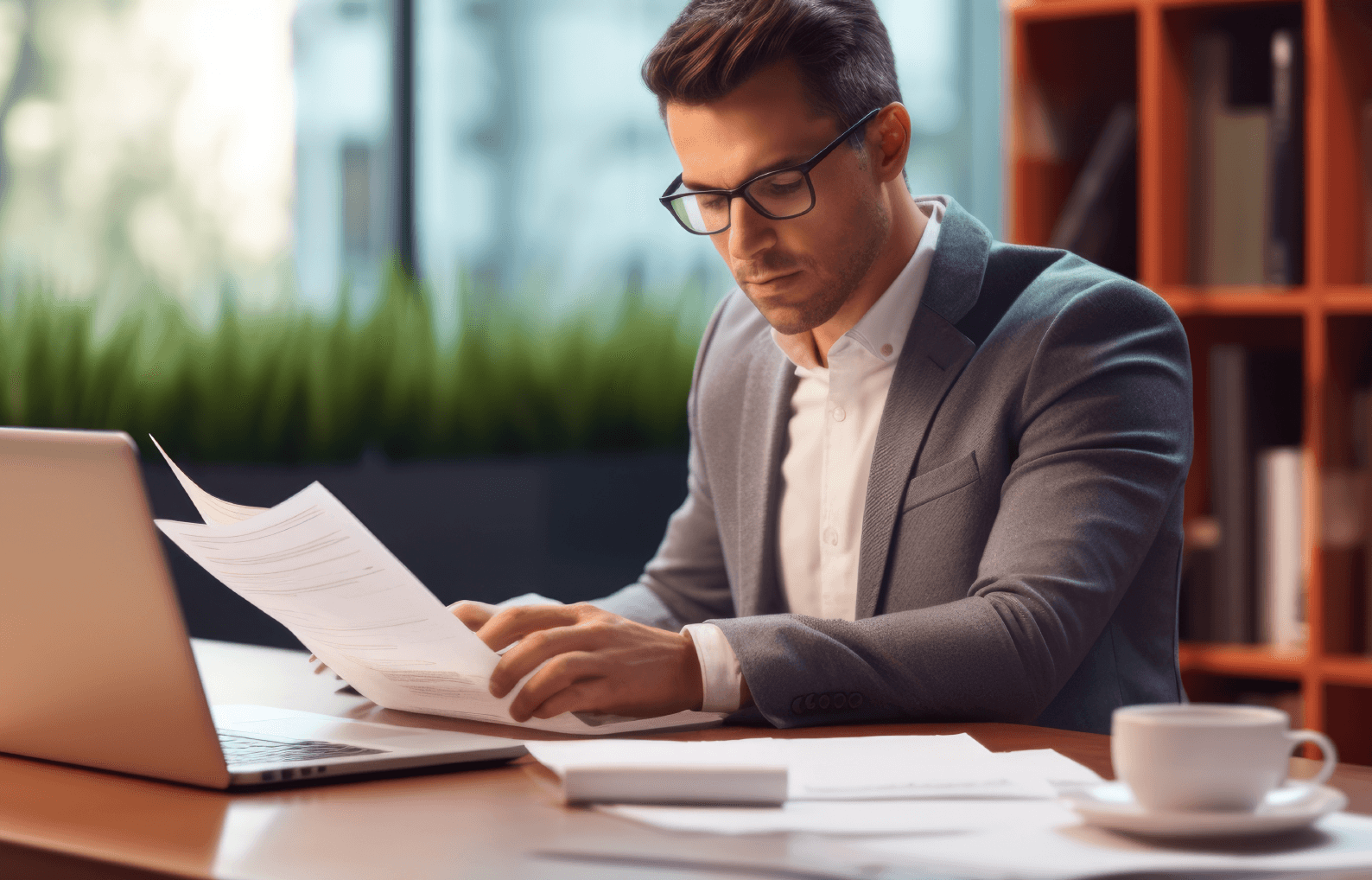 Man in a virtual meeting taking notes