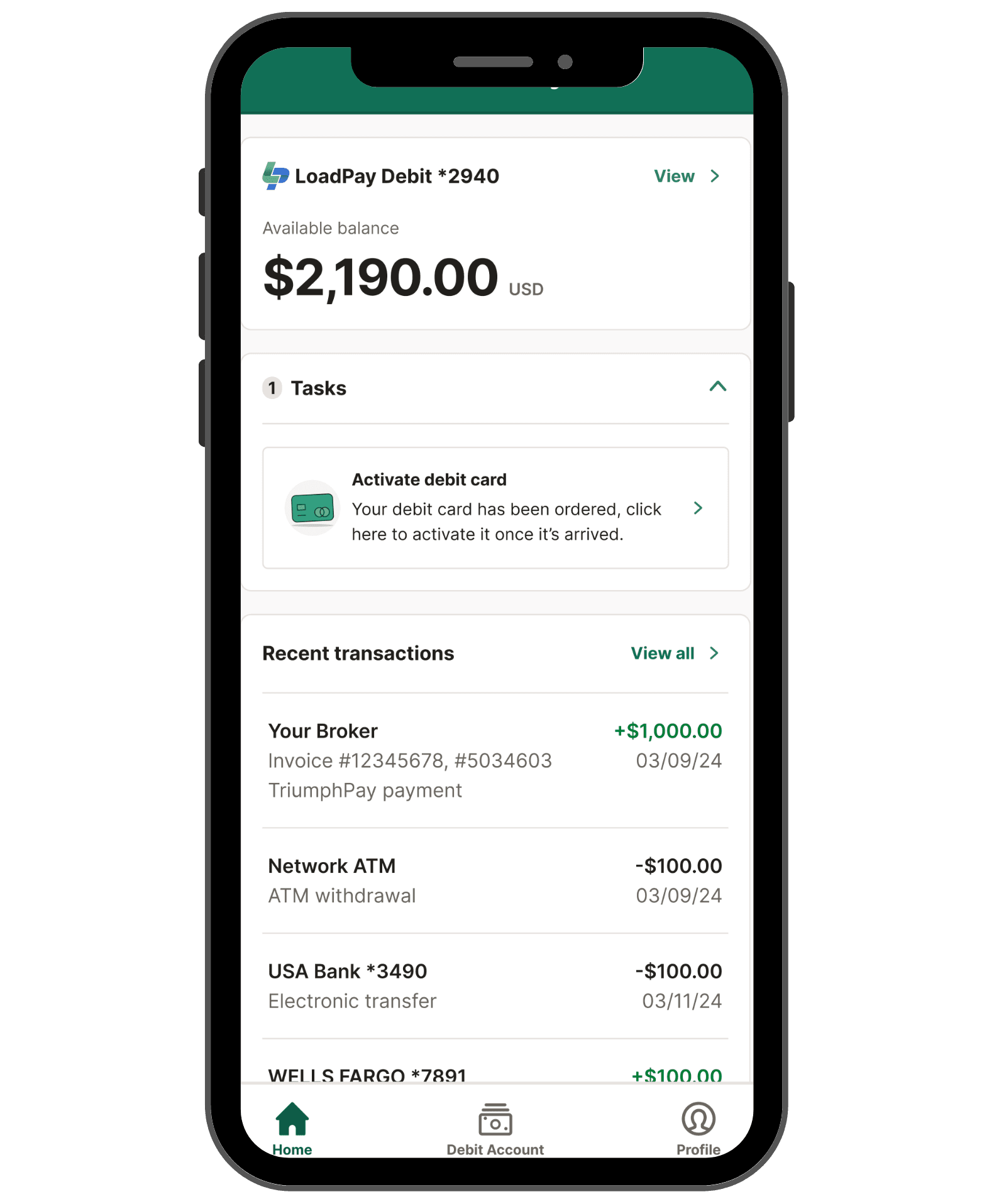 LoadPay app UI