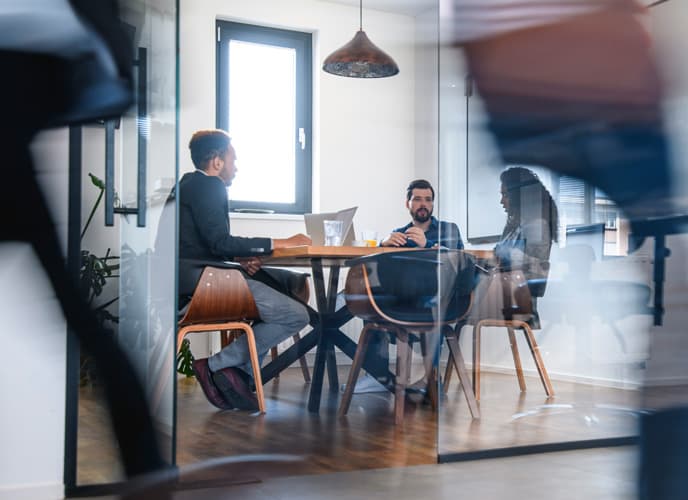 group of coworkers having a meeting